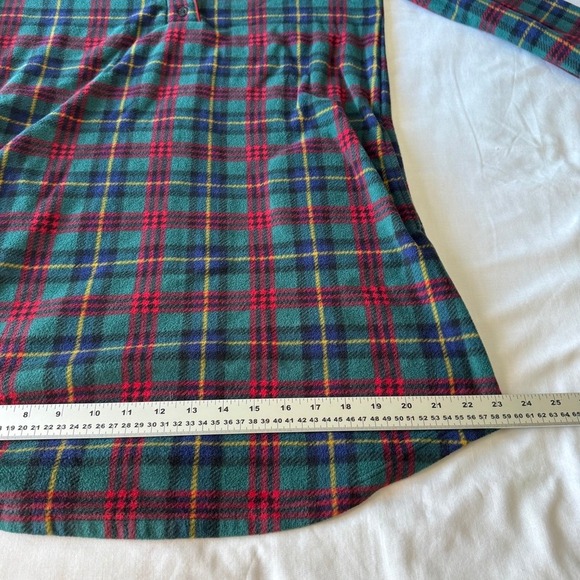 Lauren Ralph Lauren Tartan Plaid Fleece Nightdress Long Sleeve Crest Logo Pocket - Picture 13 of 14